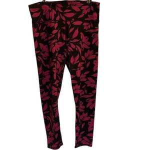 JustFab Leggings Floral Black Pink Size XL